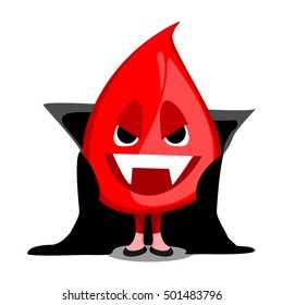 drop of blood in a vampire costume. vector illustration