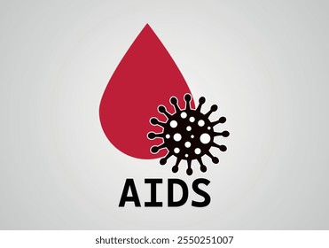 Drop of blood with virus and acronyms of HIV or AIDS