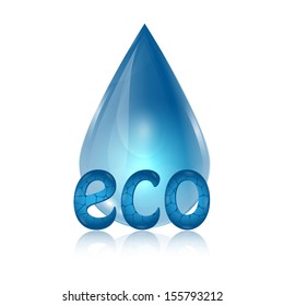  drop of blue and eco word on white background.eco icon.vector