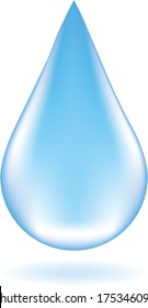 Drop of blue water. Isolated on white background. Vector illustration
