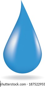 Drop of blue water. Isolated on white background. Vector illustration