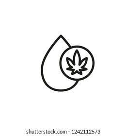 Drop with cannabis symbol line icon. Hemp oil, cannabis extract, medical cannabis. Cannabidiol concept. Vector can be used for topics like pharmacy, medicine, organic products