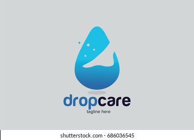 Drop Care Logo Template Design Vector, Emblem, Design Concept, Creative Symbol, Icon