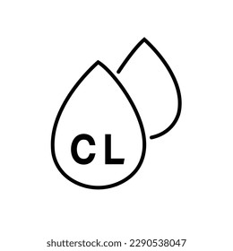 Drop with chlorine. Water containing chlorine linear icon vector for graphic design, logo, web site, social media, mobile app, ui