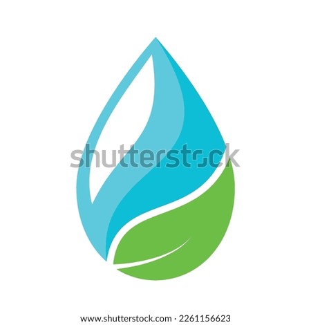 A drop of clean water with a green leaf.