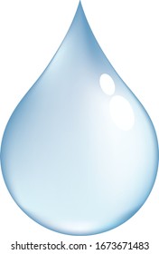 A drop of clear water with highlights on the side