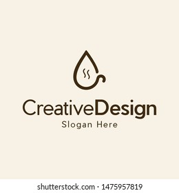 Drop Coffee Cup Outline Creative Logo
