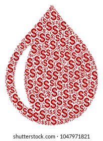 Drop collage of american dollars. Vector dollar icons are combined into drop illustration.