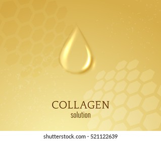 Drop of collagen oil solutiion vector background. Serum drop. Medical or beauty background. 