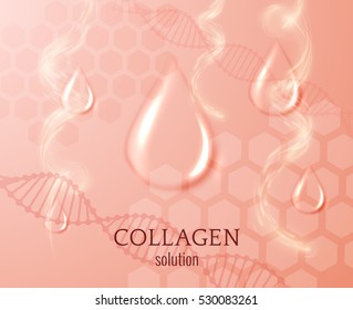 Drop of collagen oil solutiion vector background. Serum drop. Medical or beauty background. 