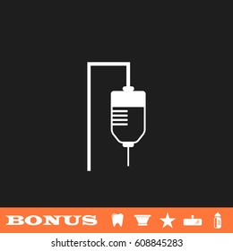 Drop counter icon flat. White pictogram on black background. Vector illustration symbol and bonus button tooth, vase, star, mirror, bottle