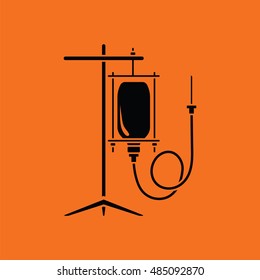 Drop counter icon. Orange background with black. Vector illustration.