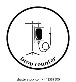 Drop counter icon. Thin circle design. Vector illustration.