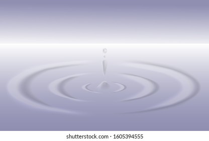 A drop creates ripples in the water. Vector graphics.