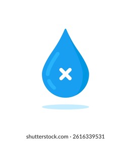 drop with cross like polluted dirty water icon. simple flat style trend modern abstract droplet logotype graphic design element isolated on white. concept of raindrop, teardrop or waterdrop pictogram