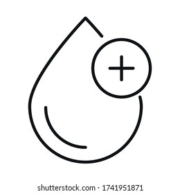 Drop with cross line style icon design of Medical care and covid 19 virus theme Vector illustration