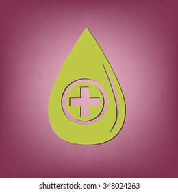 drop with a cross. medical symbol of liquid medicine .