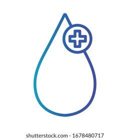 drop with cross symbol, gradient line style icon vector illustration design