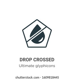 Drop crossed glyph icon vector on white background. Flat vector drop crossed icon symbol sign from modern ultimate glyphicons collection for mobile concept and web apps design.