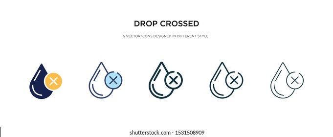 drop crossed icon in different style vector illustration. two colored and black drop crossed vector icons designed in filled, outline, line and stroke style can be used for web, mobile, ui