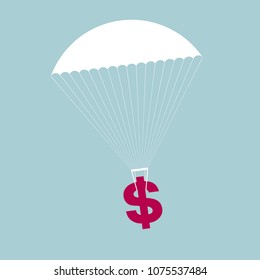 Drop design concept, dollar sign landing, background is blue.