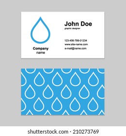 Drop design element. Business card template