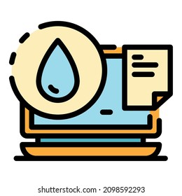 Drop and display icon. Outline drop and display vector icon color flat isolated