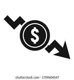Drop down money icon. Simple illustration of drop down money vector icon for web design isolated on white background