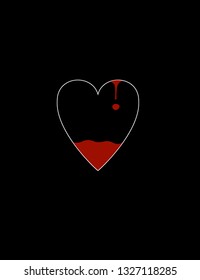 a drop is dripping into the heart on a black background. heart's charging.