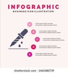 Drop, Dropper, Medical, Medicine Solid Icon Infographics 5 Steps Presentation Background. Vector Icon Template background