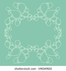 Drop elements, vintage frame with place for your text, swirl and floral design, vector illustration