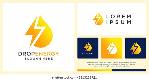 Drop energy logo design template with flash
