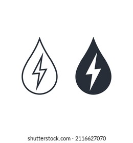Drop of energy. Set of vector linear icons isolated on white background