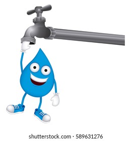 drop with face in the faucet icon, vector illustraction design