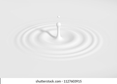 Drop falling into milk, lotion or paint