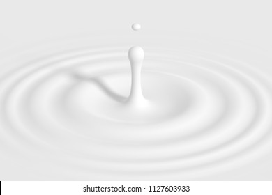 Drop falling into milk, lotion or paint