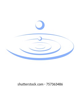 Drop falls forming a circles on water sign. Droplet graphic icon isolated on the white background. Vector illustration