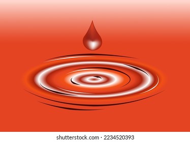 The drop falls into the fiery liquid. Vector illustration