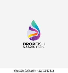 drop fish design logo icon colorful icon