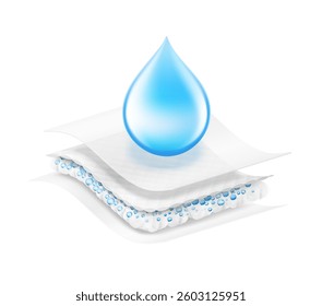 Drop with five wavy layers and an intermediate layer. Vector illustration isolated on white background. Template for your product. EPS10.