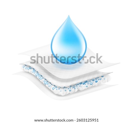 Drop with five wavy layers and an intermediate layer. Vector illustration isolated on white background. Template for your product. EPS10.