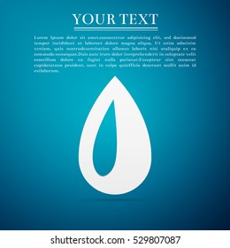 Drop flat icon on blue background. Vector Illustration