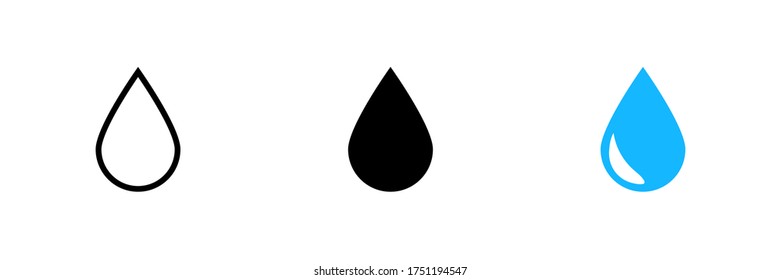  Dejar caer en un estilo plano sobre fondo blanco. Icono de conjunto de vector aislado