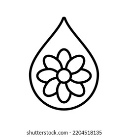 Drop with flower inside. Vector logo and icon. Isolated illustration on white background.