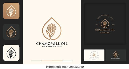 drop flower modern vintage logo and business card design