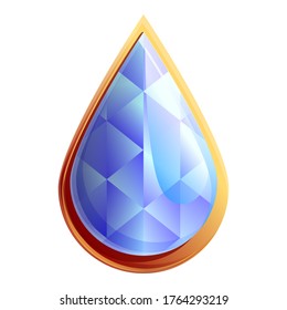 Drop form gemstone icon. Cartoon of drop form gemstone vector icon for web design isolated on white background