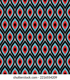 Drop form geometric pattern. Retro motif suitable for textile, wallpaper, fashion uses.