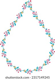 Drop Frame flower frame wreath floral leaf borders colorful natural blossom love green pink decoration Branches Elements Botanical wedding anniversary celebration greeting success valentine Christmas 