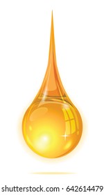 Drop gold oil for element design on white background