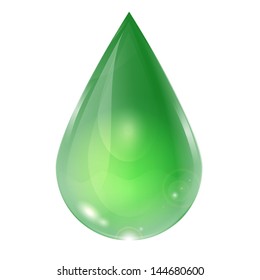 gota de verde sobre un fondo blanco